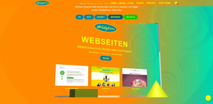 3D – Interaktive Webseite in einer Three.js WebGL scene mit CSS3DRenderer und Raycasting